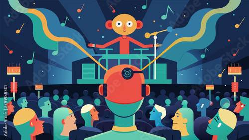 In a crowded concert a concertgoers senses are enhanced by neural modifications allowing them to experience the music in a heightened synesthesialike.