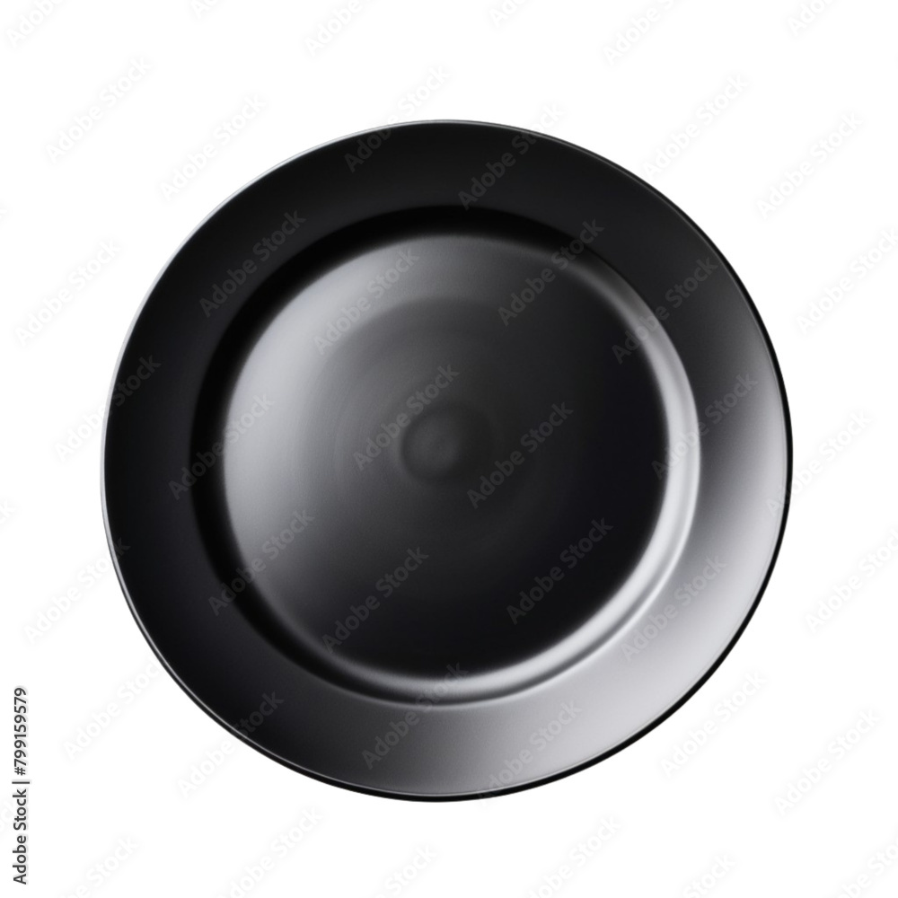 Empty black ceramic plate on Isolated transparent background png. generated with AI Empty black ceramic plate on Isolated transparent background png. generated with AI