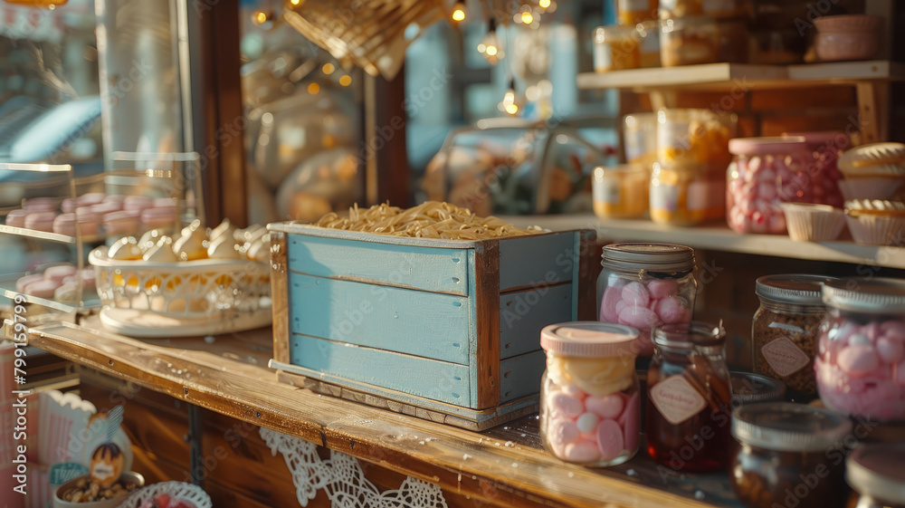 Fototapeta premium Artisanal bakery interior with sweets