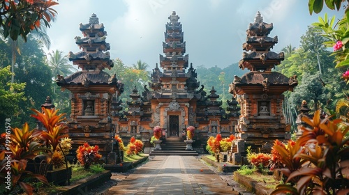 temple on tropical island Bali Indonesia. photo