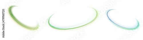 Dynamic green lines with glow effect. Abstract green light lines effect on white background PNG effect. Rotating light effect for gaming and advertising design.