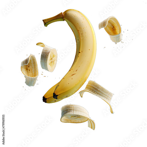 Banana Slices Flying Transparent Background 
