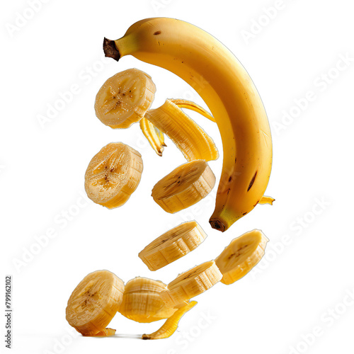 Banana Slices Flying Transparent Background 