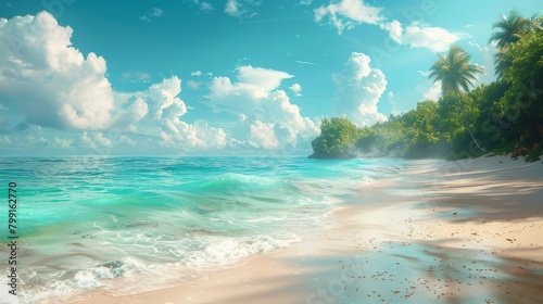 Beach with vintage tropical background.