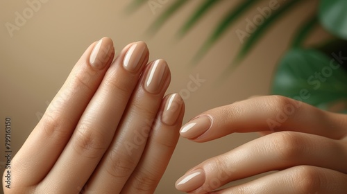 Concept of beautiful female hands with manicure and skin care