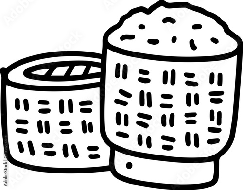 hand drawn box Kratib sticky rice doodle sketch outline
