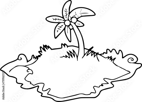 tropical island with tree lineart png (ID: 799163531)