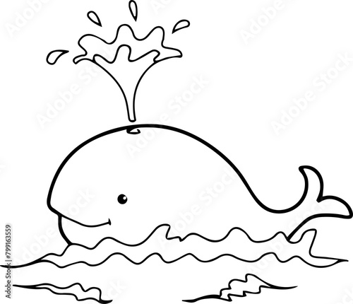 whale splashing lineart png (ID: 799163559)