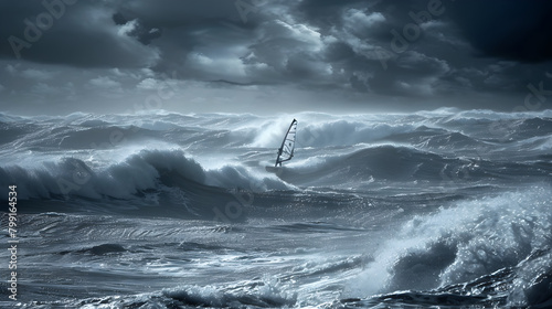 A windsurfer harnessing the power of the wind to carve through choppy waters. Epic shot.


