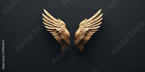 Golden Wings of an Angel Black background,天使の黄金の翼 背景は黒 Generative AI