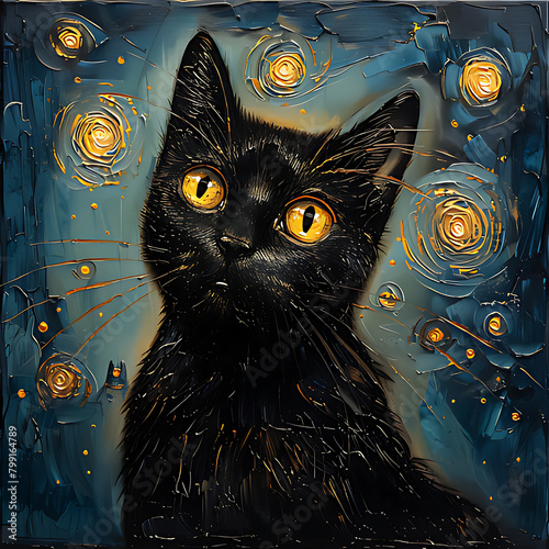 Black Cat Starry Night Digital Seamless Pattern Painting Digital Paper  cat Clipart, Hand Drawn , Abstract cat  Clipart, cat Illustrations, Sublimation Design,  Colorful cat , Planner Stickers,Abstrac photo