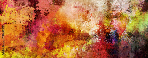 texturen malerei abstrakt farben formen striche hintergrund gold rot cyan banner wandbild photo