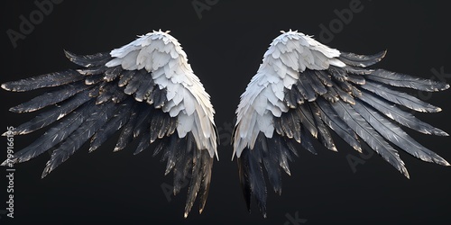 Wings of a fallen angel, black background.堕天使の羽 背景は黒,Generative AI