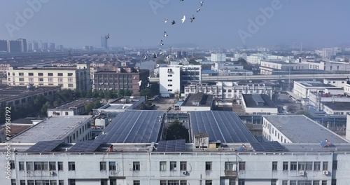 view of solar power panels on roof photo