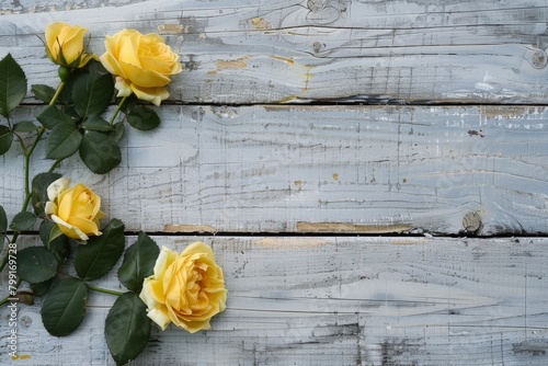 blank, mock up, yellow roses, flowers, wooden background, bleached planks, floral, petals, rustic, timber