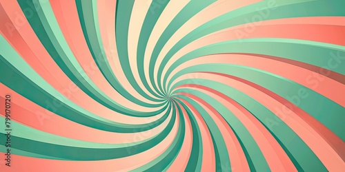 Optical motion illusion vector background. Coral Pink and Seafoam Green striped pattern move around the center