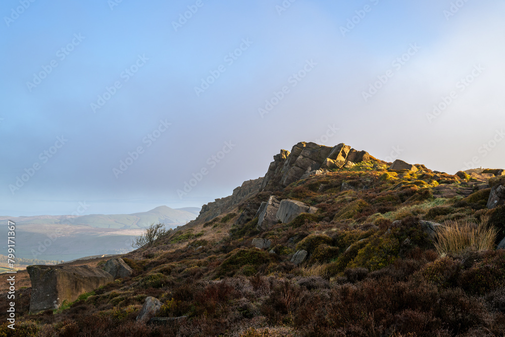 Sunrise at The Roaches in the Staffordshire Peak District National Park, England, UK.