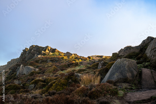 Sunrise at The Roaches in the Staffordshire Peak District National Park, England, UK.