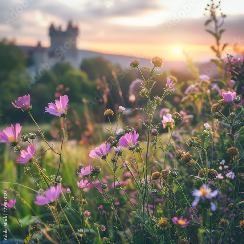 Wild Northern Flowers, Scandinavian Blooming Meadow, Fresh Morning Northern Grasslands © NendeR