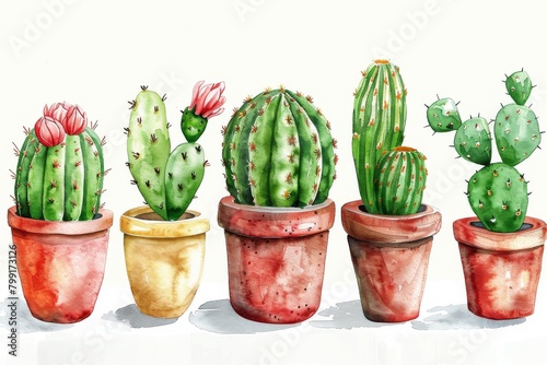 Watercolor Cactus in Pot  Water Color Succulent  Mexican Cacti Drawing  Cute Succulent