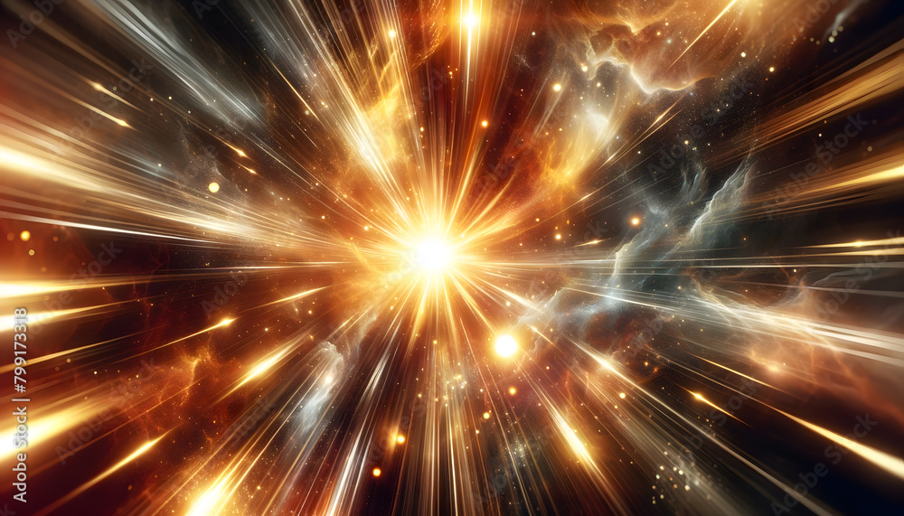 an image capturing the essence of a cosmic explosion, with radiant beams of light emanating from a central point