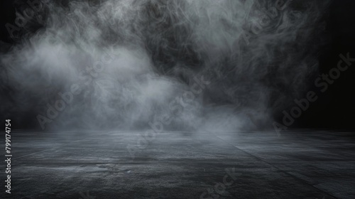 Smoke on the floor in the dark. Halloween texture background