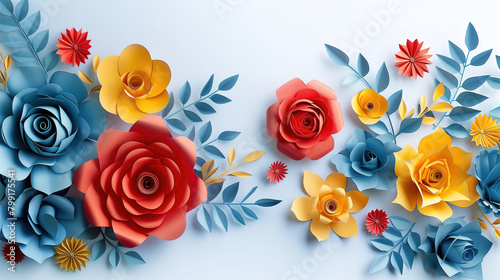 Paper Flowers Arrangement on White Surface