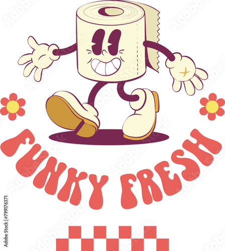 Retro groovy toilet paper mascot