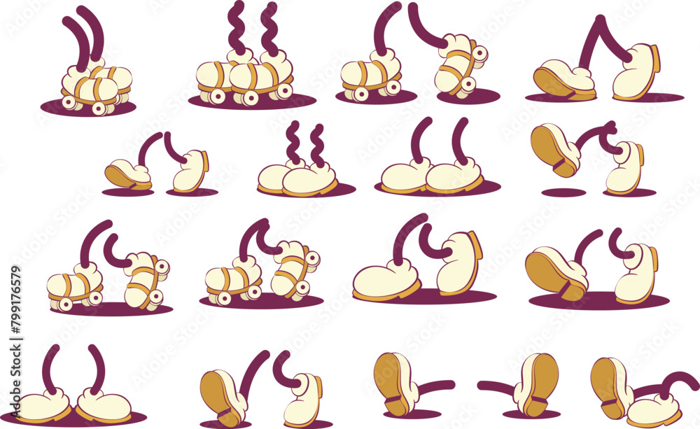 Fototapeta premium Retro groovy mascot vharacter parts