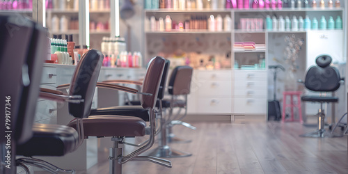 modern luxury interior view of bright hair and beauty salon Barber salon interior business with black and white luxury decor