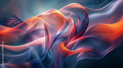 The image is an abstract painting with a blue and orange color scheme