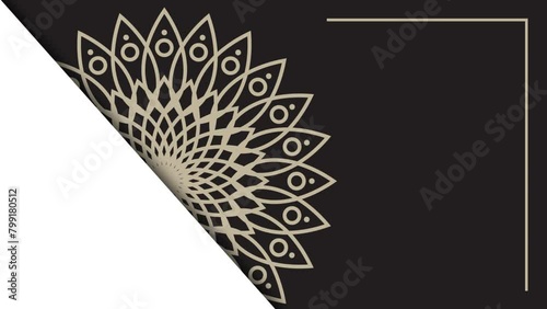 Abstract ornamental digital mandala ornament on black background (ID: 799180512)