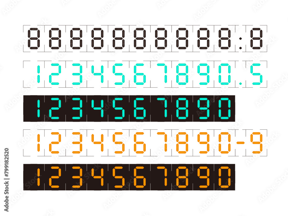 デジタル数字のイラストセット デジタル数字のイラストセット