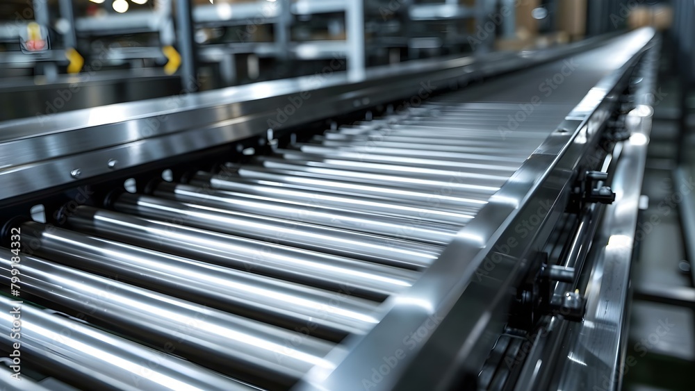 Efficient Transfer of Food Products Through Automated Conveyor Systems in Industrial Packaging Operations. Concept Food Packaging, Conveyor Systems, Industrial Operations, Automation, Efficiency