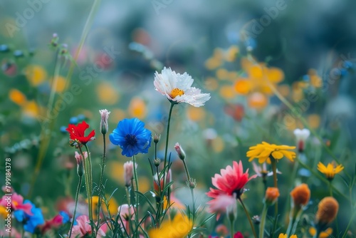 Wild Northern Flowers, Scandinavian Blooming Meadow, Fresh Morning Northern Grasslands © Andrey