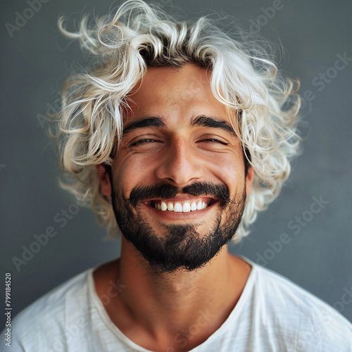 Man with white curly hair smiling  © yigit