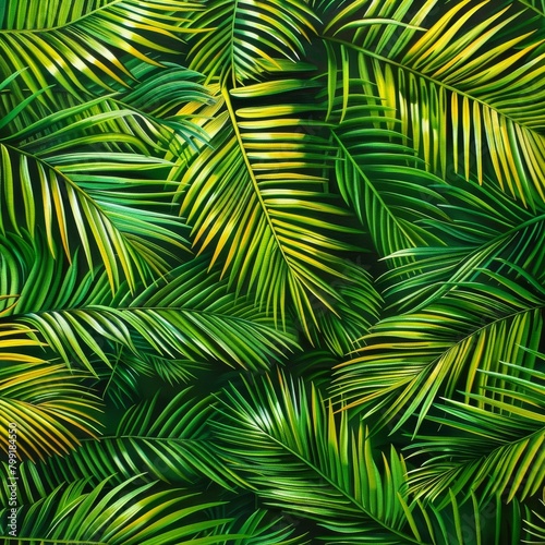 Palm Leaf Pattern  Lush Jungle Background  Exotic Tropic Foliage  Palm Leaves Silk Embroidery