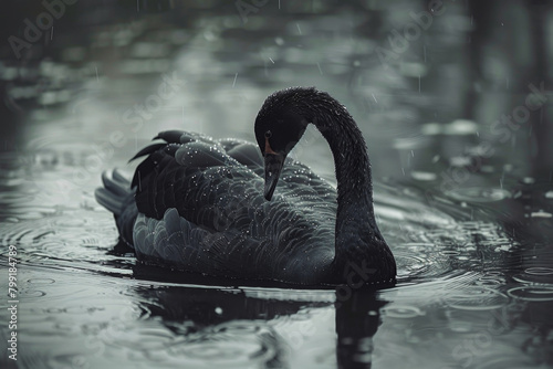 Fototapeta Naklejka Na Ścianę i Meble -  black swan on the water