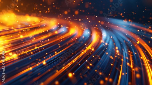 A bright blue and orange light with many small dots