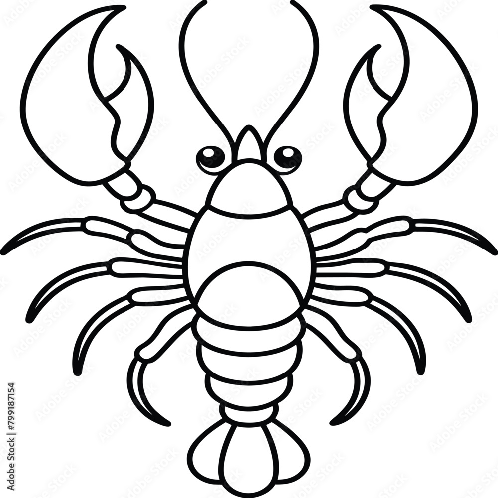 Obraz premium Lobsters line art. Lobsters fish coloring pages for coloring book