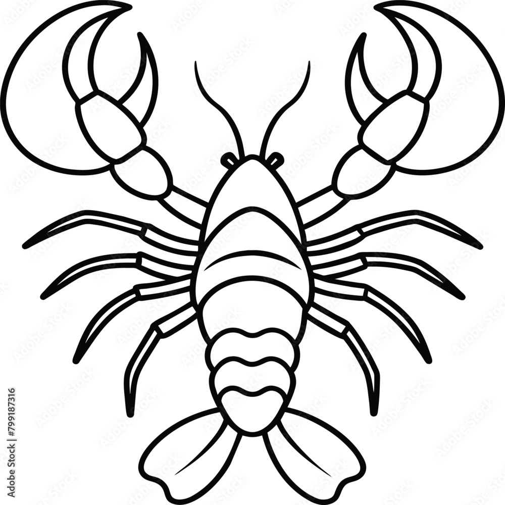 Obraz premium Lobsters line art. Lobsters fish coloring pages for coloring book