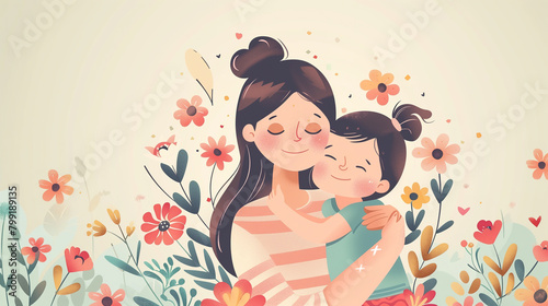 Woman Holding Child in Field of Flowers