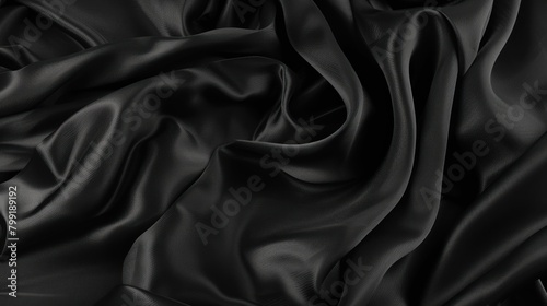 black silk fabric texture background with wavy folds