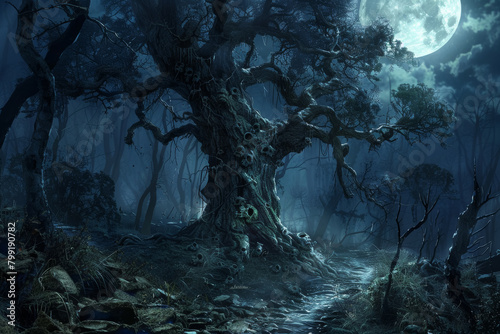 Mystical Forest Path to Ancient Agonized Tree