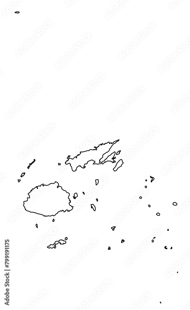Outline of the map of Fiji with regions Stock Illustration | Adobe Stock