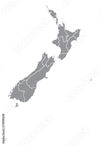 Outline of the map of New Zealand with regions