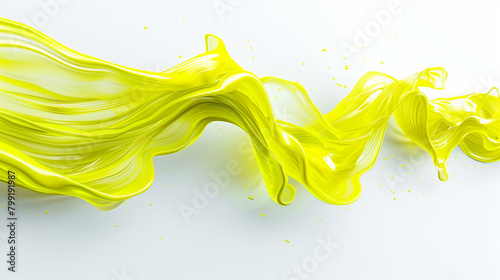 A vibrant lemon yellow wave, bright and energetic, flowing dynamically across a white background, presented in a crystal-clear high-definition image. photo