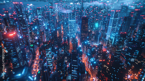 Breathtaking Skyline: Neon City at Night photo