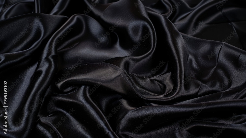 black silk fabric texture background with wavy folds black silk fabric texture background with wavy folds