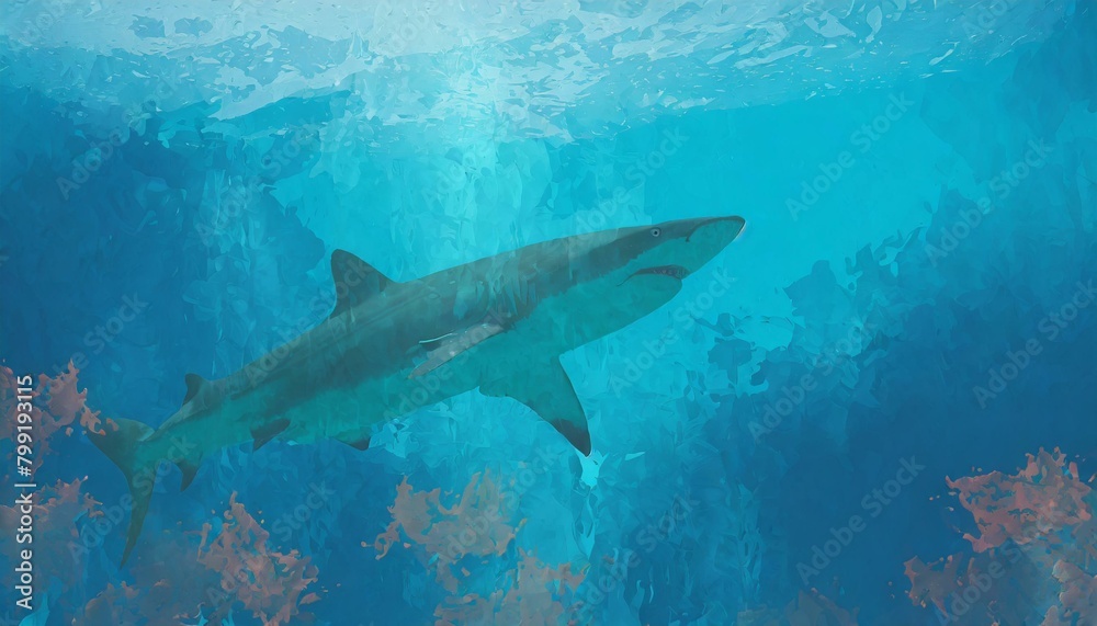 Fototapeta premium Background with a shark in aquarium